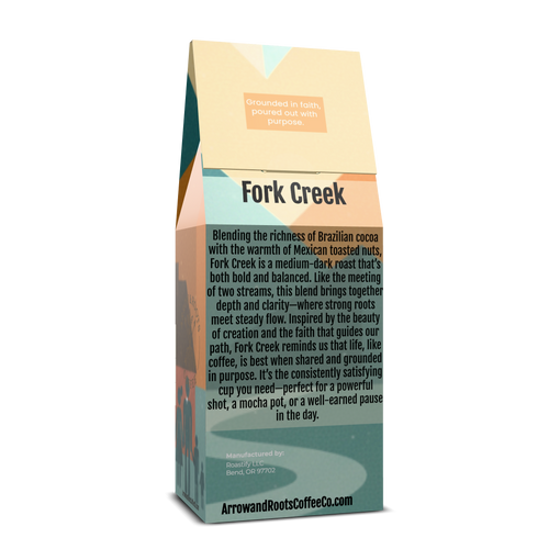 Bold dark roast Fork Creek coffee

